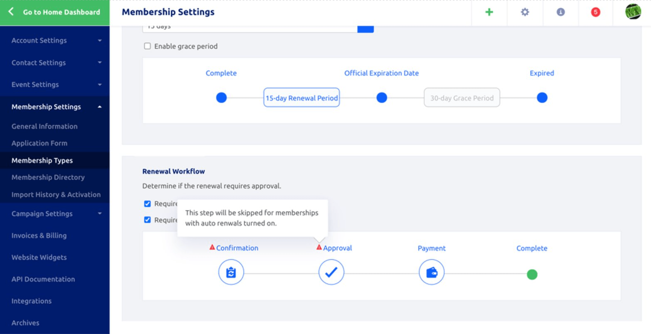 auto renewal for membership tiers